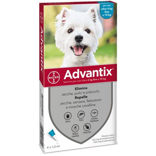 Advantix Cani 4-10 Kg 4 pipette pulci zecche per cane