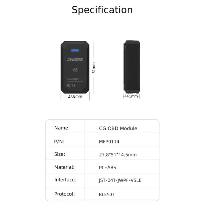 Modulo Wireless OBD CG Chigee MFP0114 6 Pin view 2