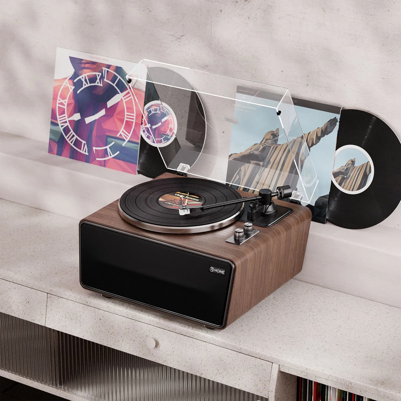 Giradischi All-in-One, Bluetooth, 4 Altoparlanti, Preamplificatore Phono, AT-3600L, 2 Velocità, 33/45 RPM, Registrazione USB per PC