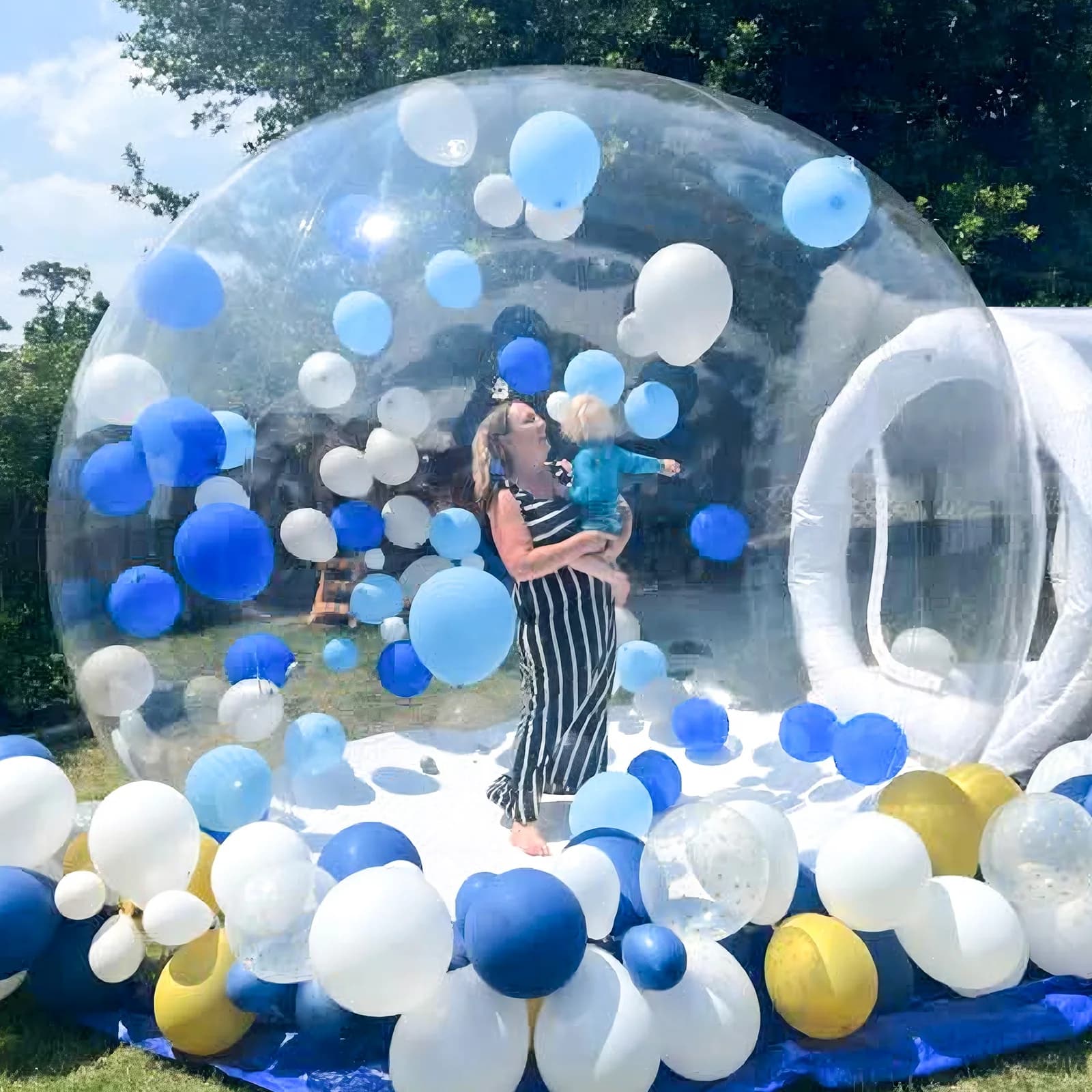 Giocattoli per Compleanno Bambini, Decorazioni per Feste, Tenda Gonfiabile Trasparente a Forma di Casa delle Bolle con Ventilatore, Disponibile in 3