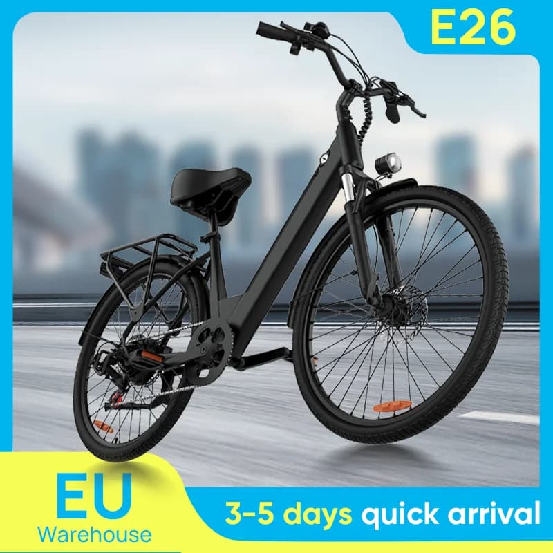 Urlife 750W E-Bike Commuter 26x2" Pneumatici 48V 10.4Ah Display LCD rimovibile Velocità Freni a disco idraulici a 7 velocità per adulti