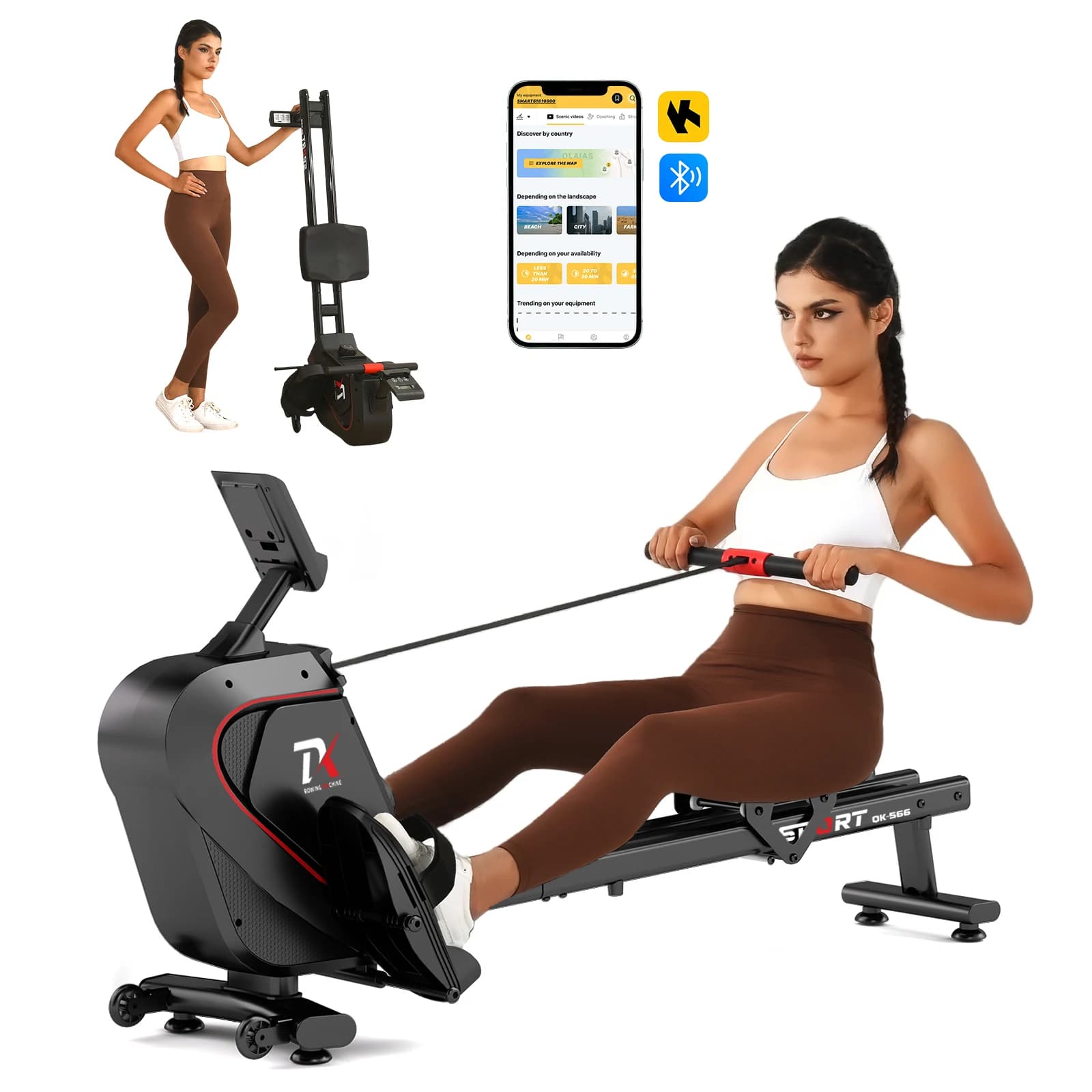 Cyclette da Appartamento con Schermo Bluetooth, 16 Livelli di Resistenza, Capacità di Peso in kg, Supporto per Tablet Incluso