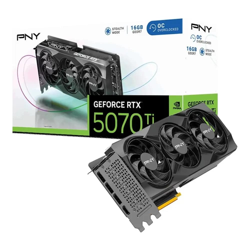PNY GeForce RTX 5070 Ti Overclocked Triple Fan 16GB GDDR7 DLSS4 1*HDMI/3*DisplayPort PCi Ex 5.0 16x