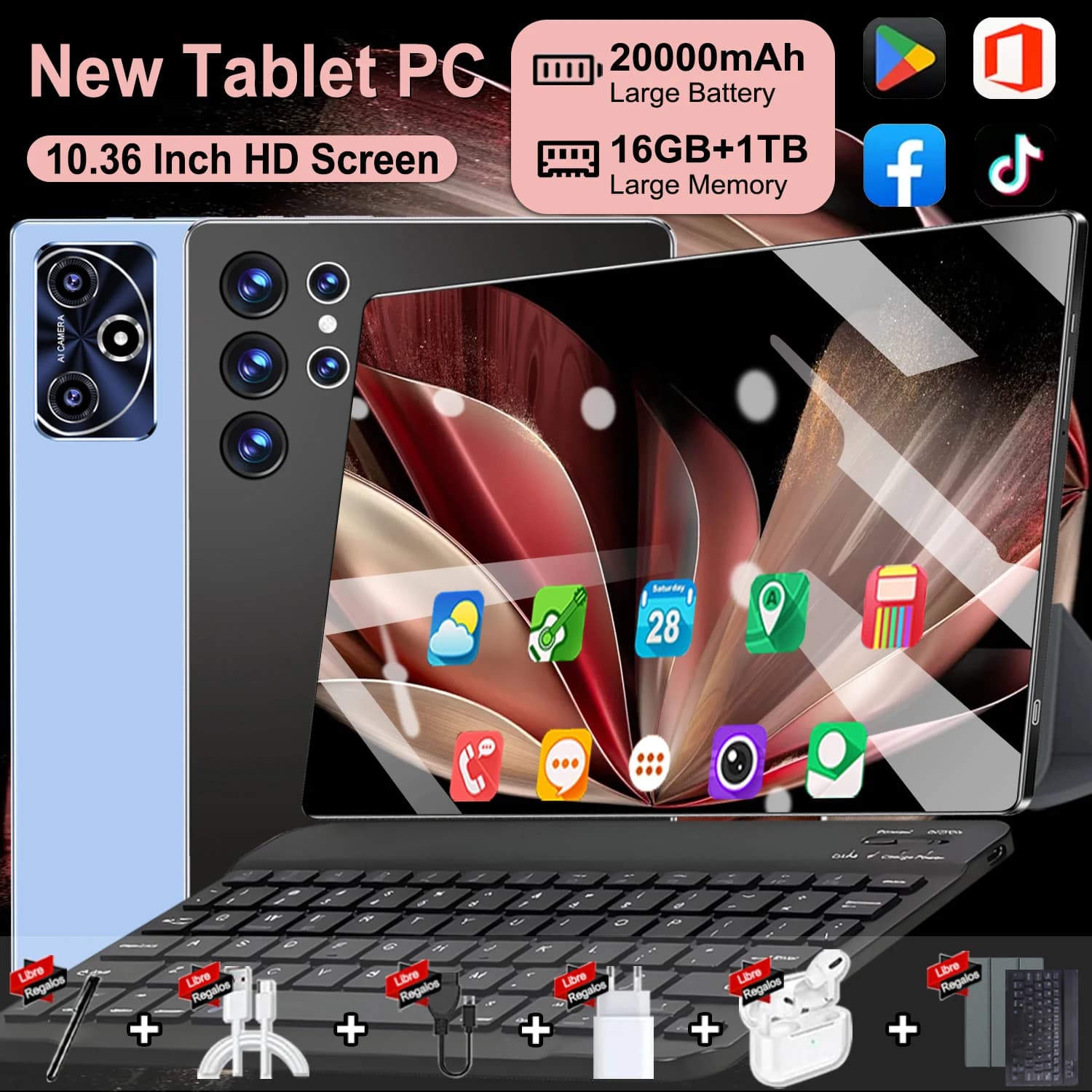 Offerta Lampo 2026: Tablet Android 13 da 10.36 Pollici con CPU Premium a 14 Core, 16GB RAM + 1TB di Archiviazione, Batteria a Lunga Durata da