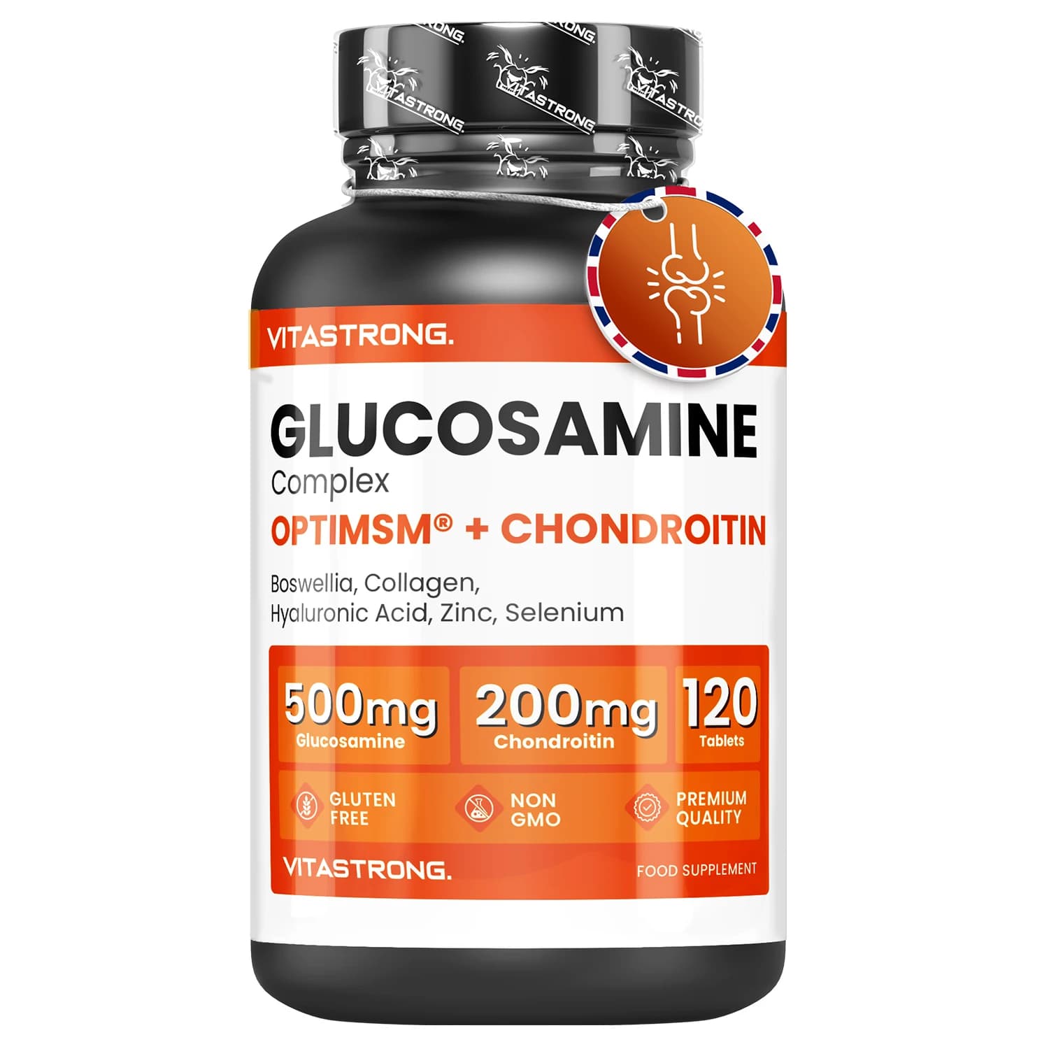 Vitastrong Glucosamina Condroitina con MSM, Collagene e Acido Ialuronico, Zinco, Selenio, Mangenese, Boswellia, Glucosamine Complex MSM Integratore,