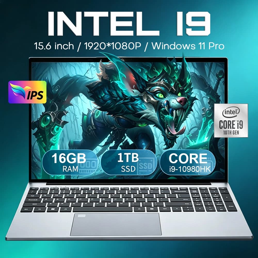 Laptop da Gaming 15.6" 2026 con Intel Core I9 10980HK, Windows 11 Pro, 16GB RAM, SSD da 1TB/2TB - PC Portatile per Gamer