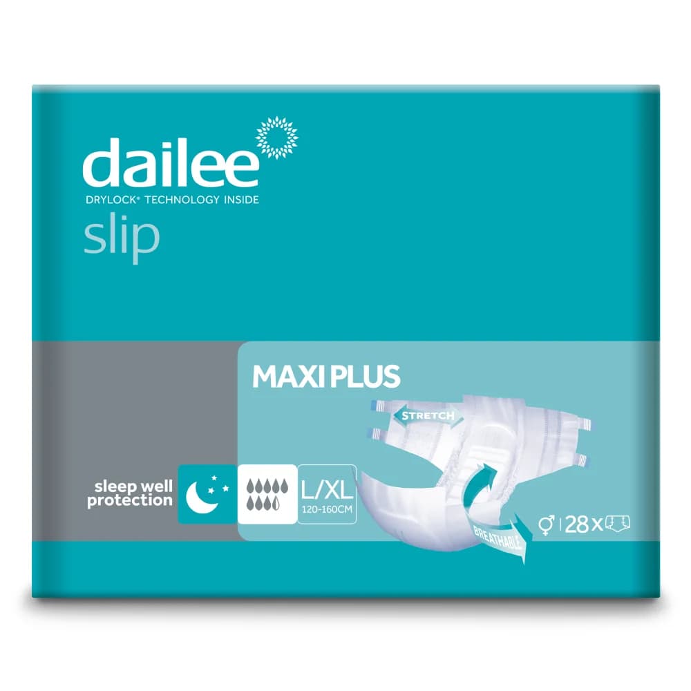 Dailee Slip Pannoloni a Strappo Adulti Maxi Plus L/XL, Ultra Comfort e Vestibilità Discreta, Assorbenza 8,5 Gocce, 28 Pezzi