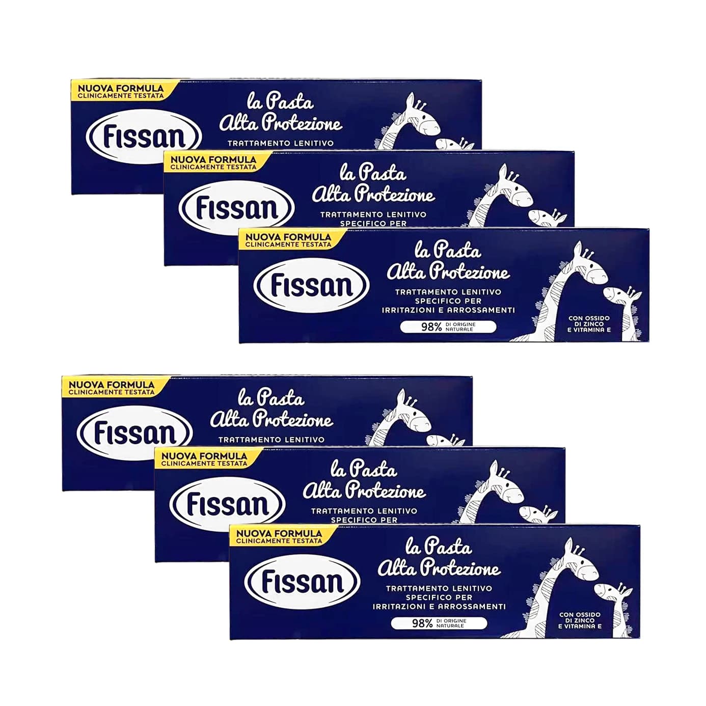 6x Fissan Pasta Alta Protezione 100ml Trattamento Lenitivo per Irritazioni e Arrossamenti - Formula Clinicamente Testata - 98% di Origine Naturale -