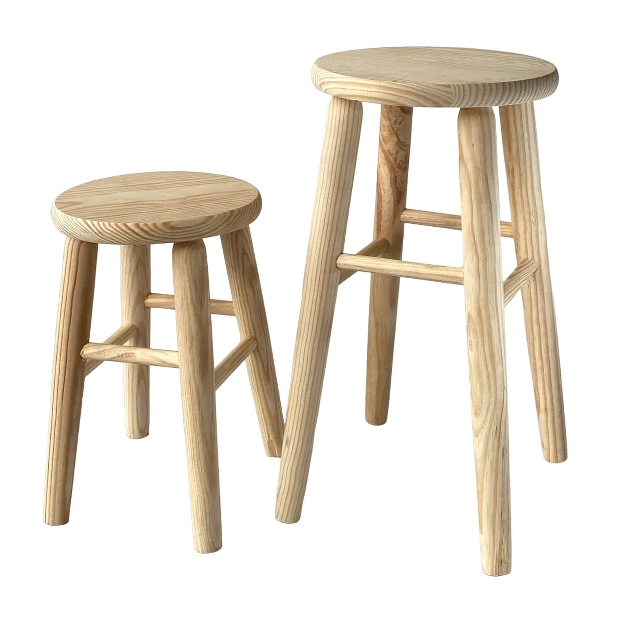 Sgabello rotondo in legno naturale di varie dimensioni per la decorazione - Maxia Market
