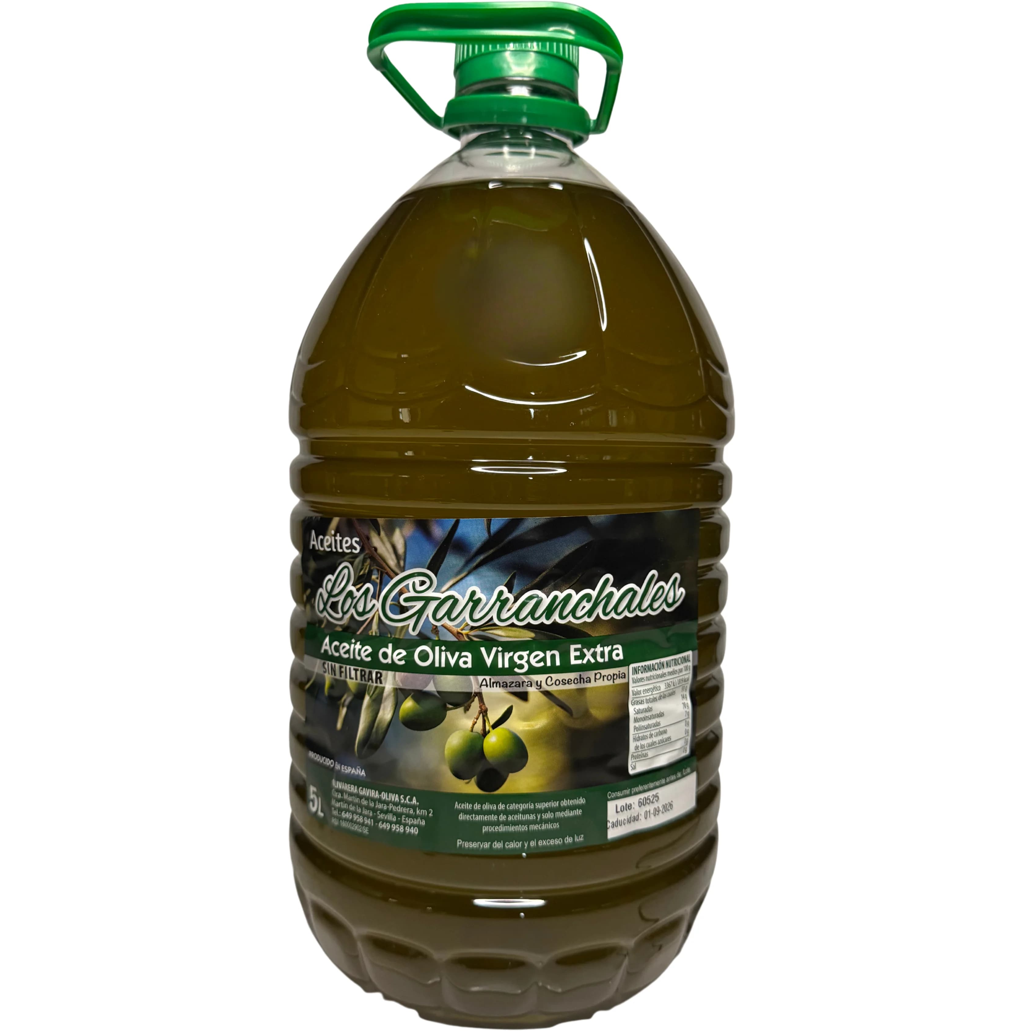 Olio Extra Vergine di Oliva Non Filtrato Los Garranchales - Raccolta Artigianale Selezionata dalla Sierra Sur di Seviglia, da 0,5L a 5L, Intenso e con
