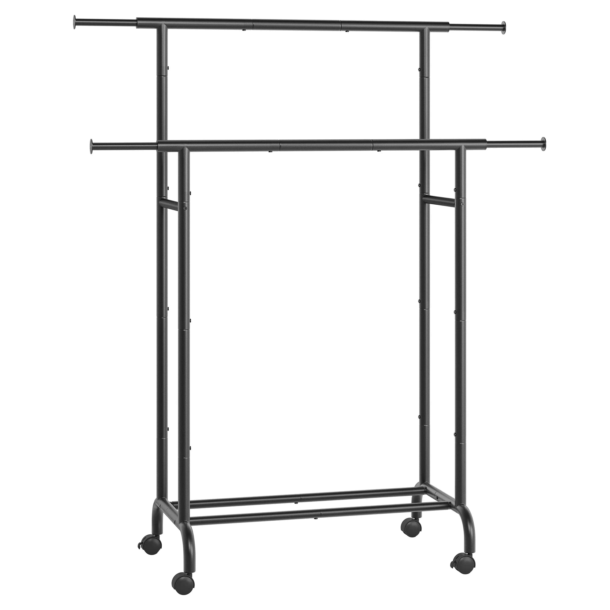 SONGMICS Appendiabiti Donkey, Appendiabiti a Doppia Barra con Ruote, Barra Appendiabiti Estensibile, Carico Massimo 80 kg, Struttura Robusta in