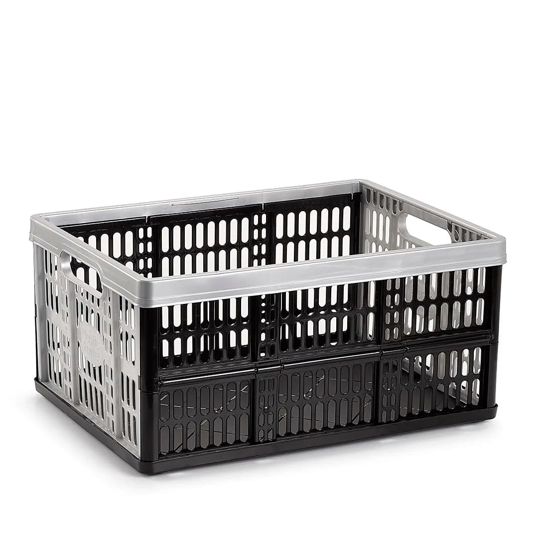 Scatola pieghevole con maniglie, Scatola da campeggio in plastica, Scatola organizer in plastica, 48 cm di lunghezza x 35 cm di larghezza x 23 cm di