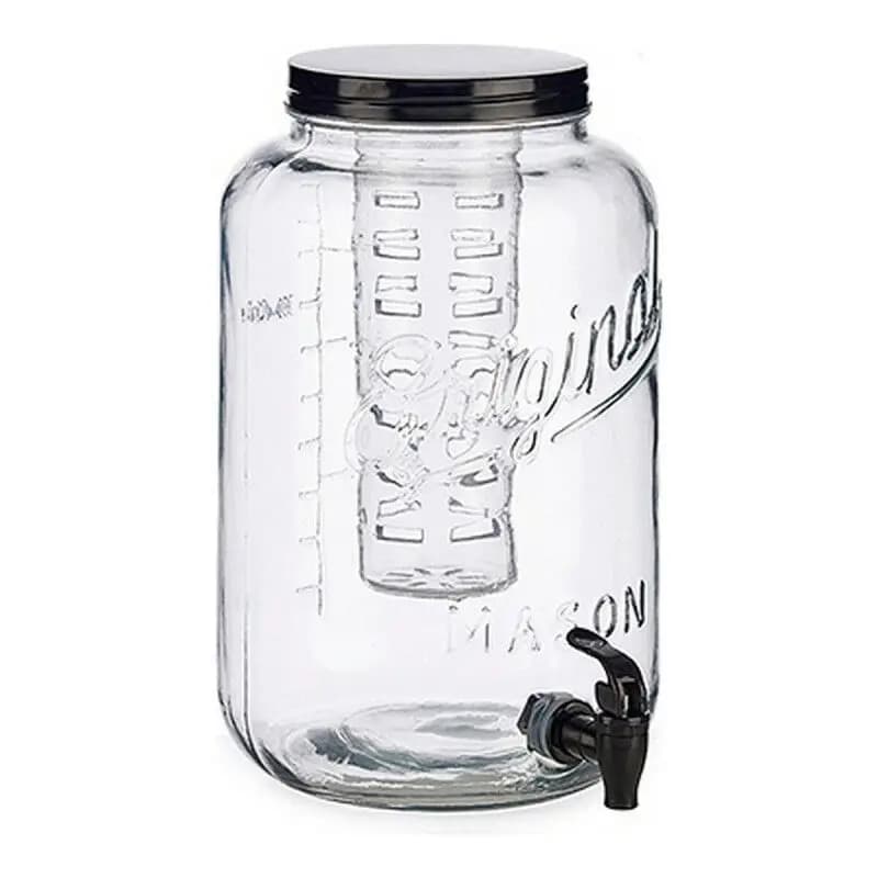 Barattolo dispenser per bevande da 3,8 litri/5 litri/8 litri con rubinetto ermetico e coperchio in vetro trasparente per acqua, succhi e cocktail