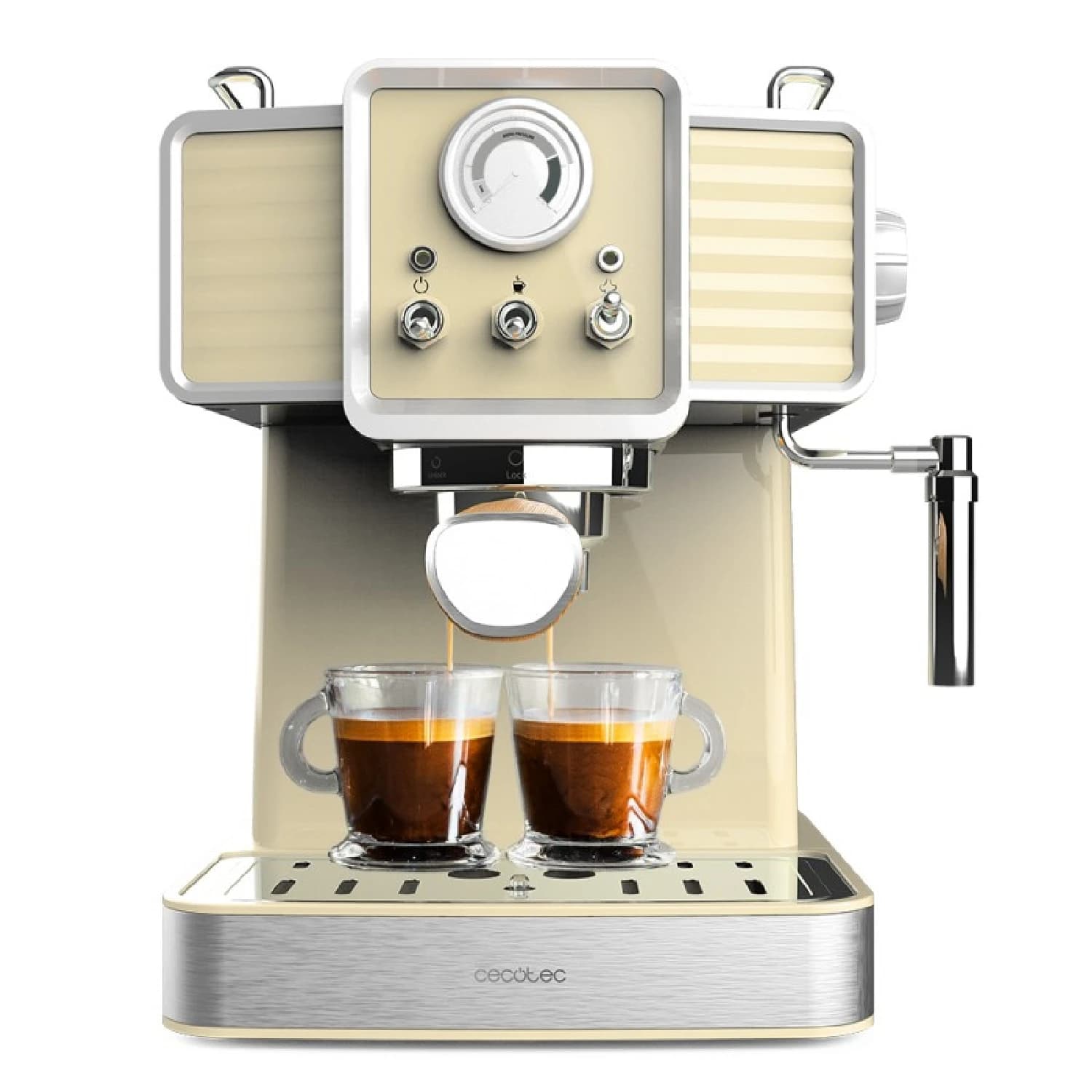 Cecotec Express Power Macchina da Caffè Espresso 20 Tradizionale Verde Chiaro. 1350 W, Espresso e Cappuccino, 20 Bar e Thermoblock