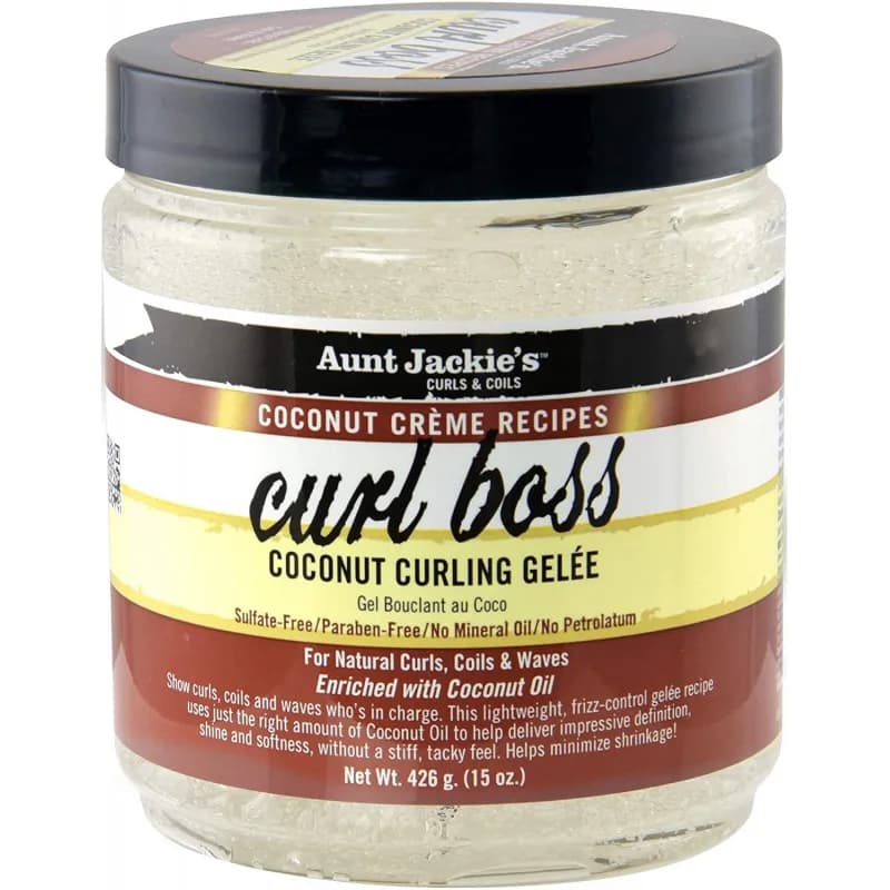 AUNT JACKIE'S CURL BOSS COCONUT CURLING GELEE 426gr. 15 once. Riccioli Bobine Ricette di crema di cocco