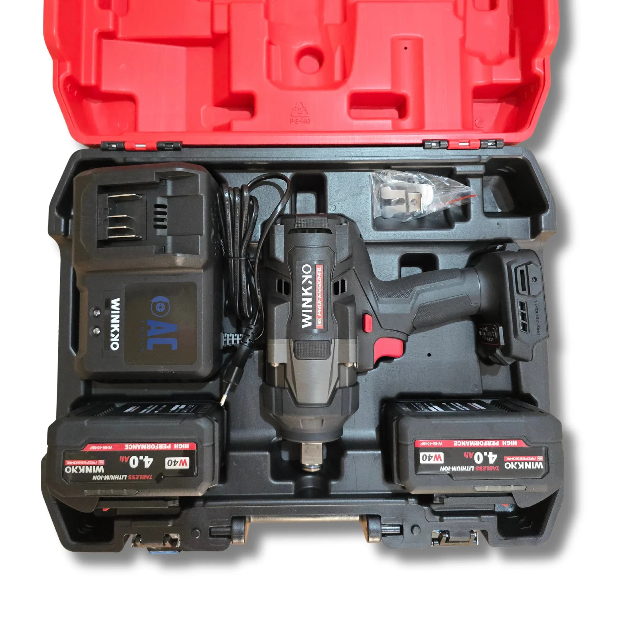 Avvitatore professionale a impatto 40V con motore brushless da 4.0Ah, coppia di serraggio 1700 Nm e coppia di allentamento 2100 Nm. Dotato di testa da