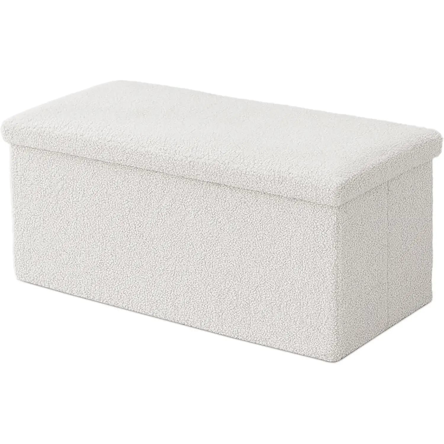 Grande Pouf Pieghevole con Spazio di Archiviazione 76x38x38 cm in Velluto, Baule Multifunzionale per Giocattoli, Coperte o Libri, Sgabello e Panca per
