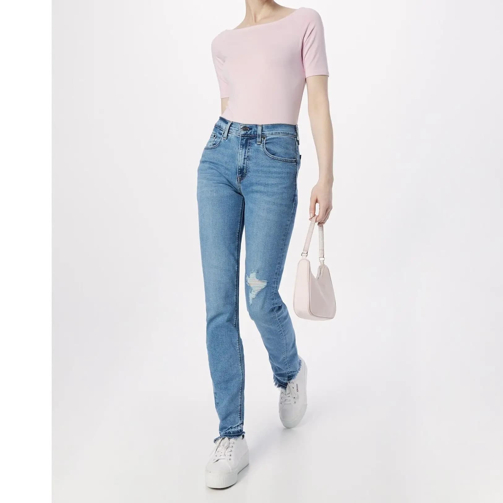 Levi's 724 Jeans da donna Levis a vita alta, slim, dritti, elasticizzati, con gamba sinistra rotta o strappata