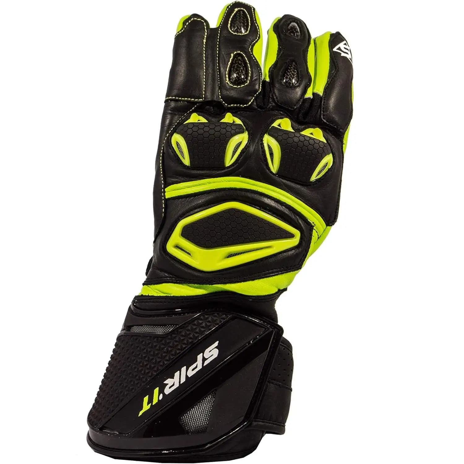 Guanti da moto Summer Spirit Pelle lunga Nero Giallo Fluor