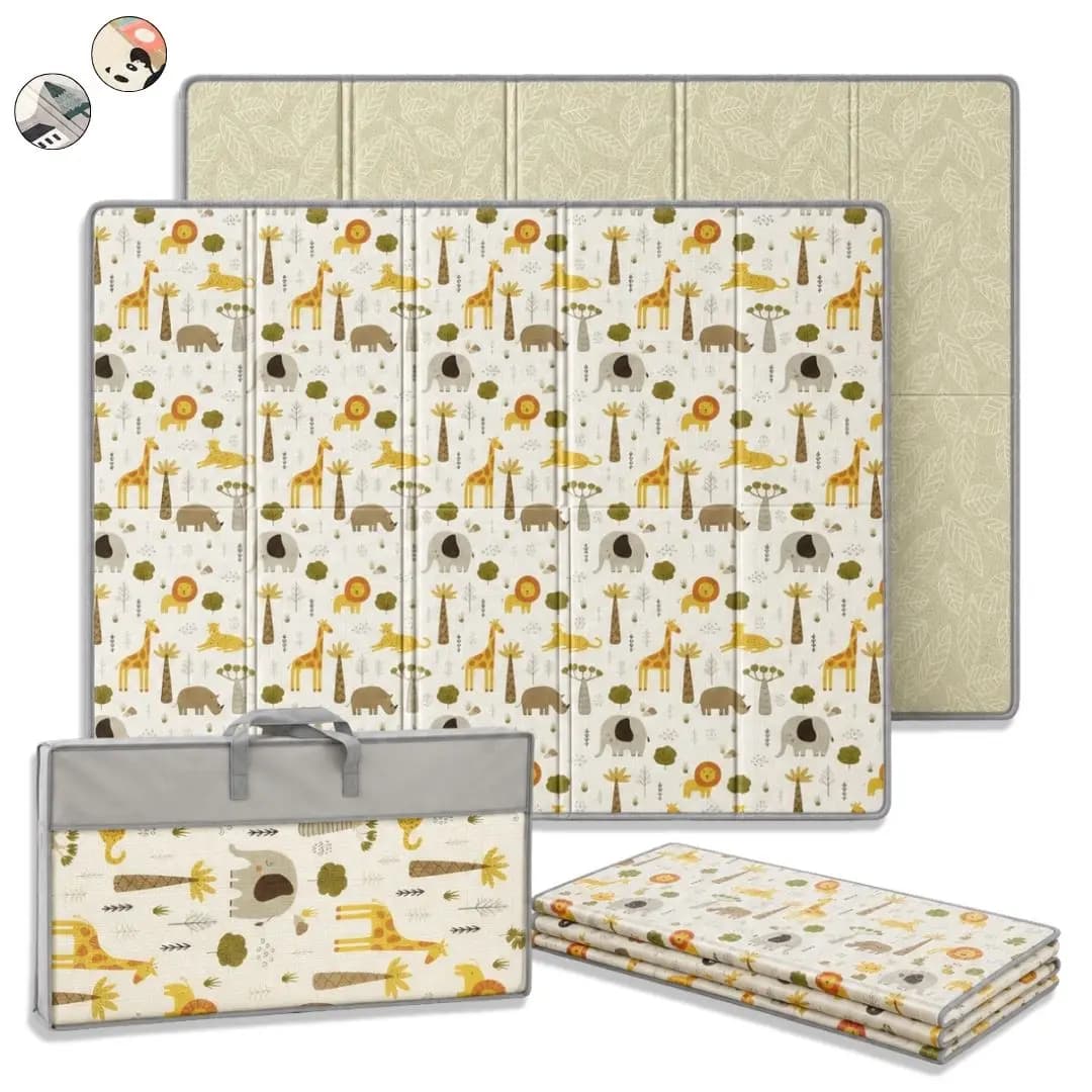 BATHBY Tappeto Pieghevole per Bambini Impermeabile Imbottito 1cm Reversibile con Numeri e Lettere per Gattonare e Giocare