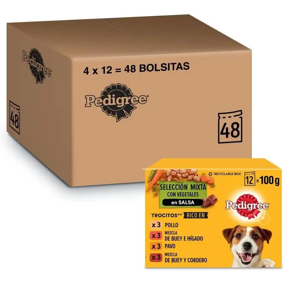 SELEZIONE MISTA Cibo Umido per Cani in Salsa - Multipack (4 confezioni x 12 buste x 100 g)