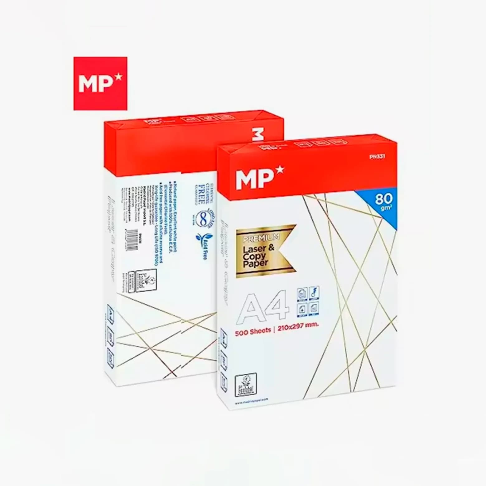 MP Folios Din A4 500 fogli 210*297MM 80 grammi di carta bianca premium per stampante multifunzione, per uso ufficio, materiale scolastico, pacchetto