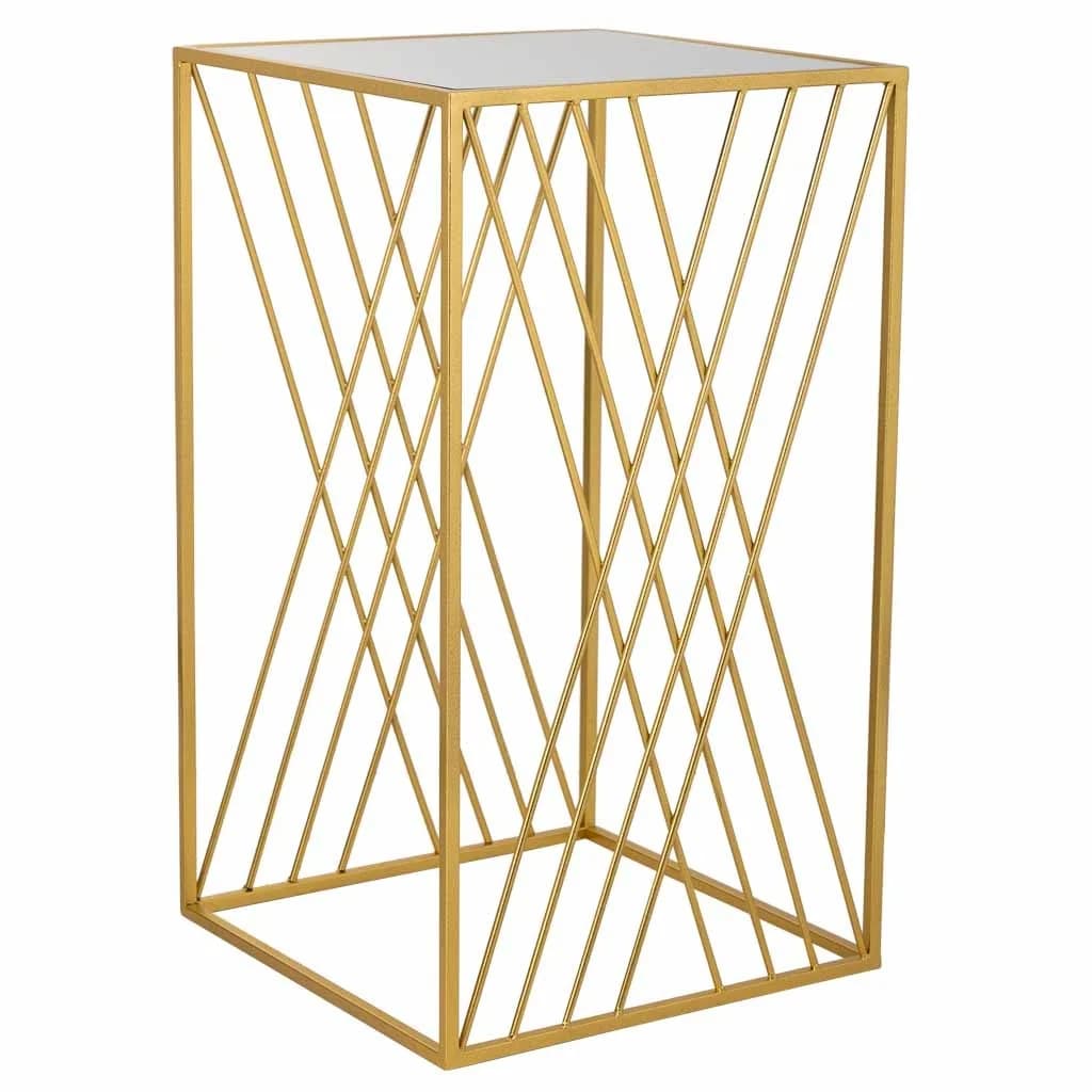 Wonderlust Deco - Tavolino angolare quadrato in metallo dorato 40x40x70 Oro 40x40x70h cm
