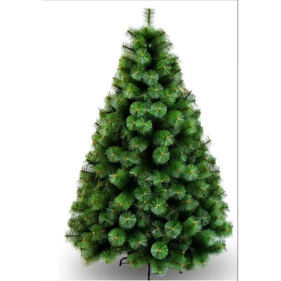 Albero di Natale artificiale in PVC ecologico, agoletti a pinna auto-ribaltabile, facile da montare con supporto in metallo, altezza 90-210 cm, verde,