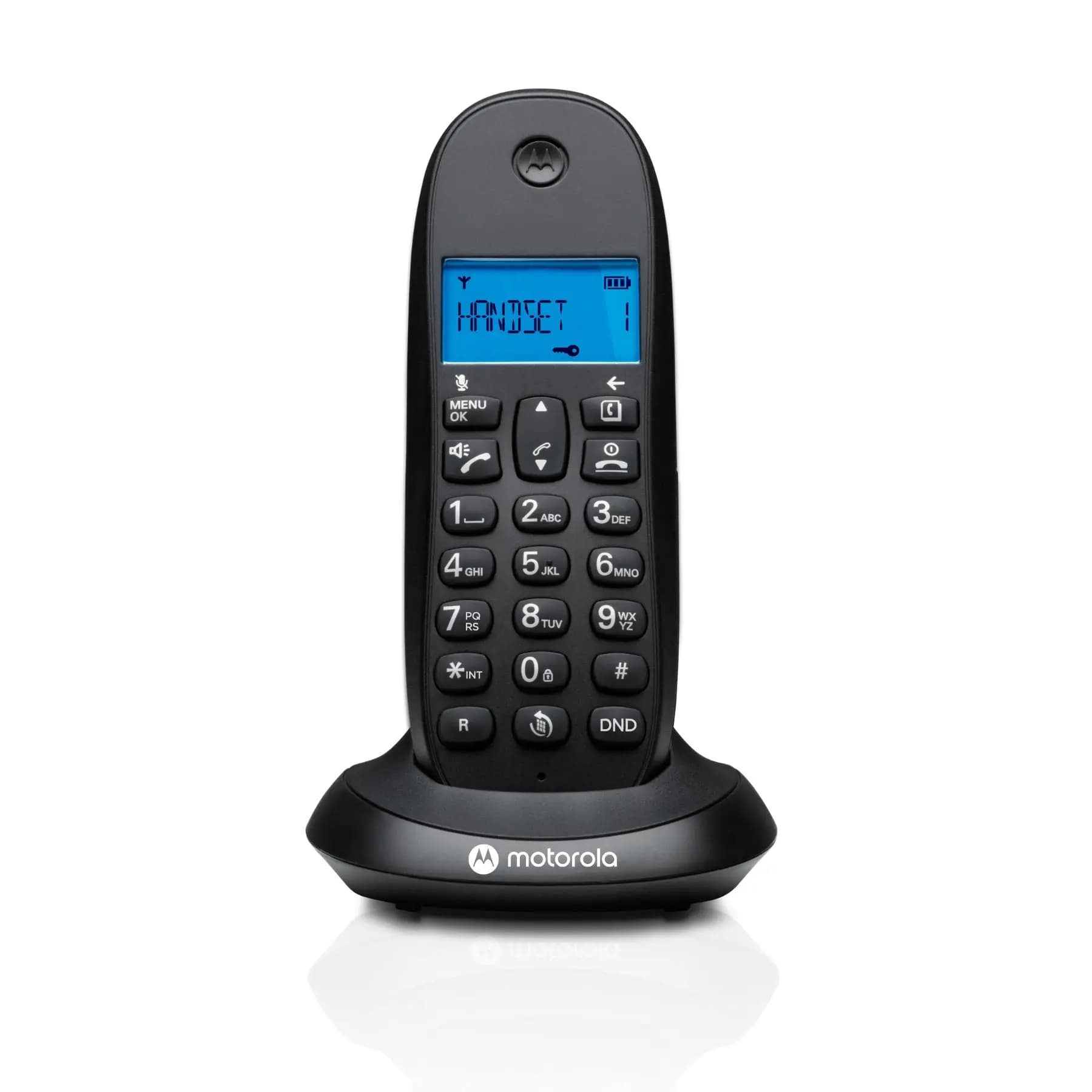 Motorola C1001CB+ - Telefono cordless digitale DECT - Modalità di blocco chiamate, identificazione chiamante, vivavoce, rubrica da 50 numeri, schermo