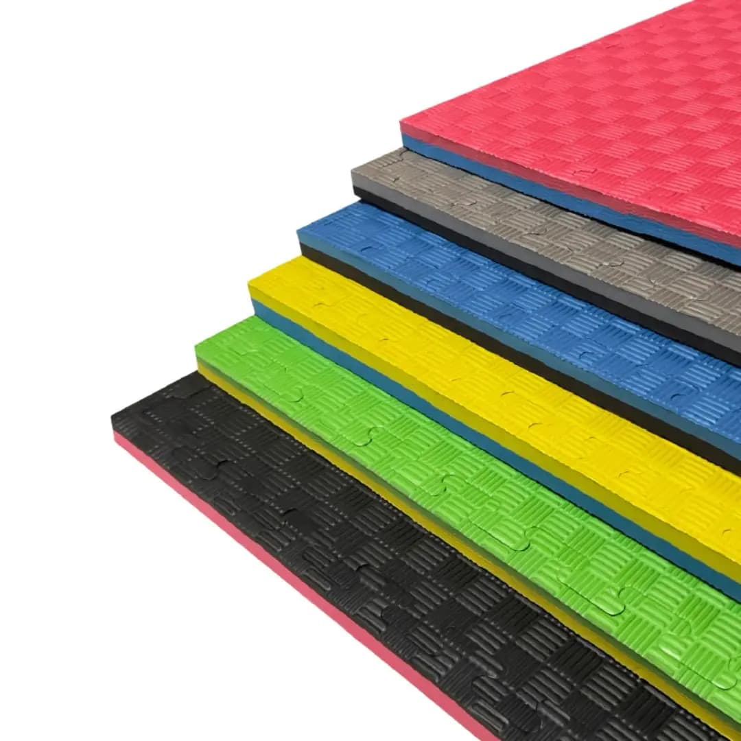 JOWY Tatami Puzzle 1x1m 2,5 cm · Gomma reversibile EVA · Modello 5 linee · Mat Arti marziali, fitness e pavimento Tatami giapponese · Vari colori