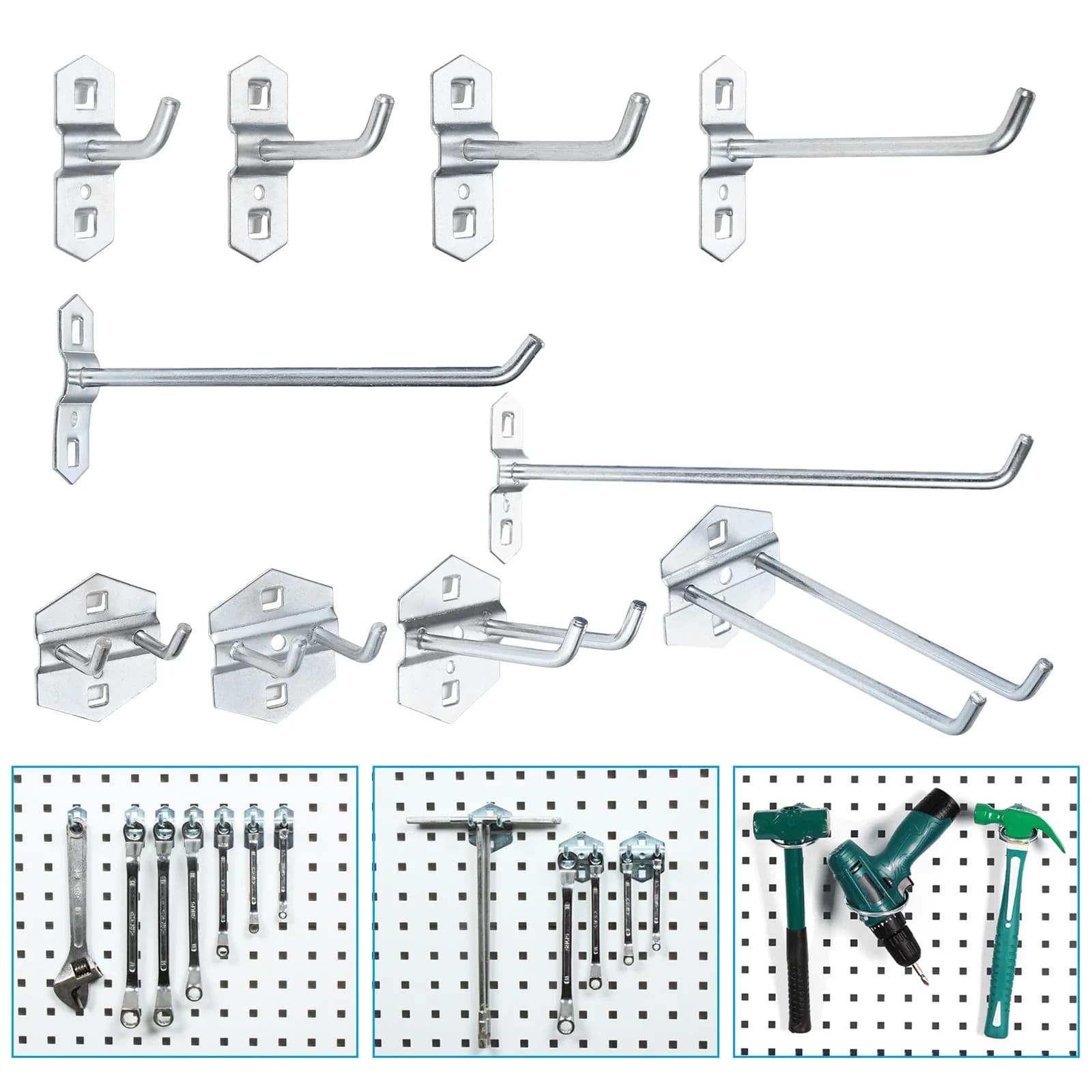 5PCS Strumento Gancio per appendere Espositore in metallo Negozio in metallo Buona mensola Ganci Foro ispessimento Piastra 25/50/75/100/150/200MM