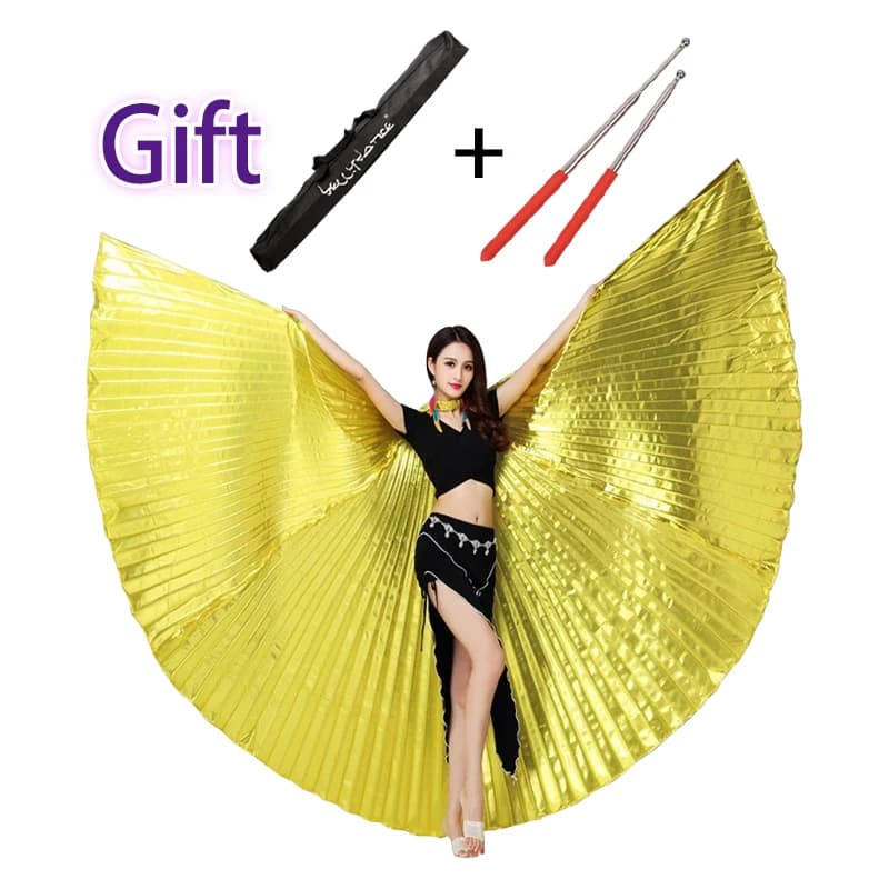 Ala di danza del ventre Ali di ISIS dorate Accessori di danza del ventre Ali con bastoncini di borsa Accessori di danza professionale Prop