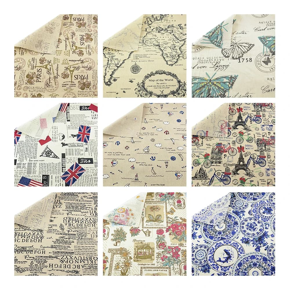 Map of the Word Cotton Linen Fabric TERAMILA Home Textile Sewing Material Tissu Tablecloth Pillow Bag Curtain Cushion Pillow CM