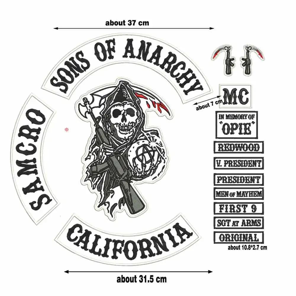 SON OF Anarchy USA rocker Patch Ricamato Applique Etichetta da cucito punk biker Toppe Abbigliamento Adesivi Accessori di abbigliamento Distintivo
