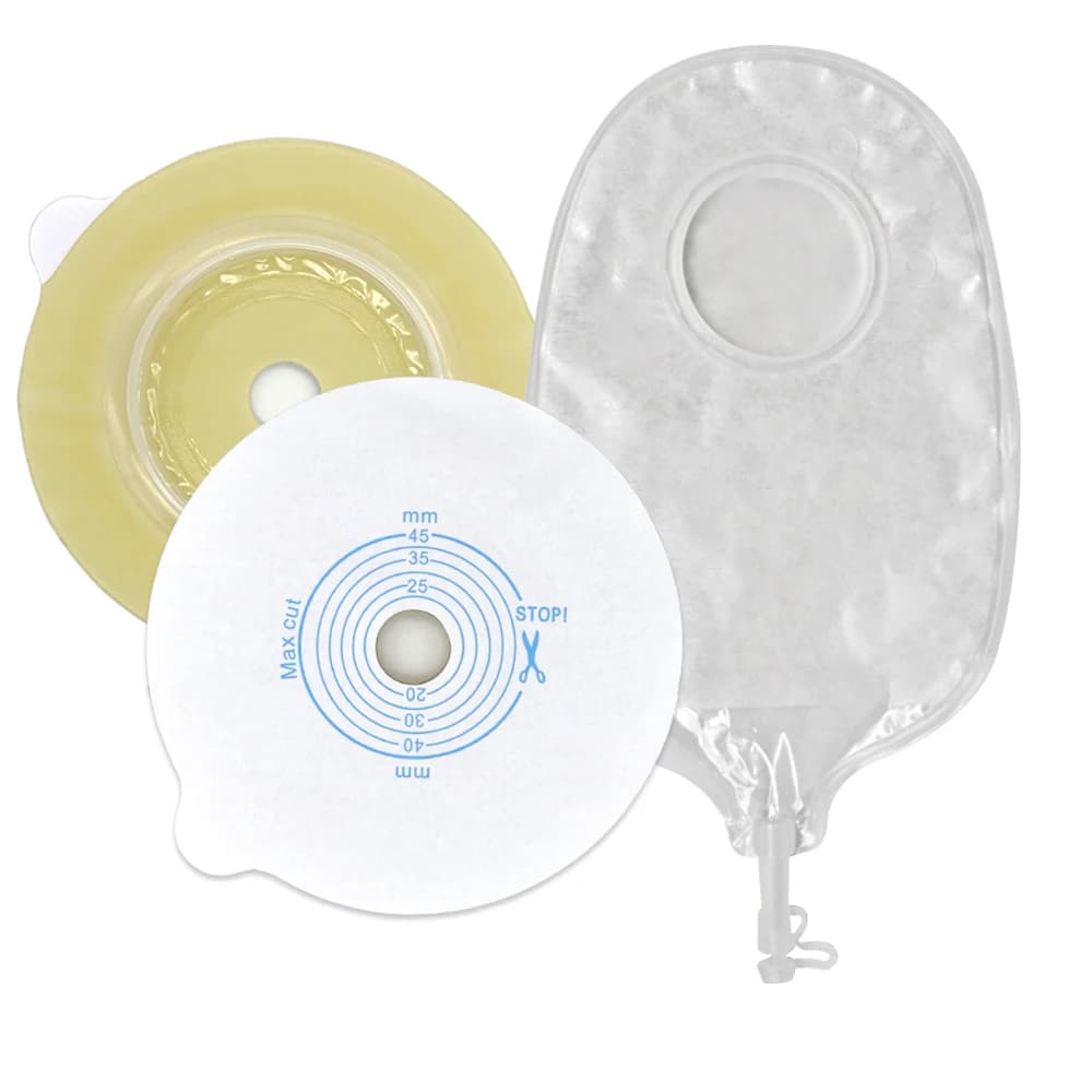 Kit di borse per urostomia due pezzi borse per urina cura dello Stoma taglio massimo 45mm borsa per urostomia durevole anti-perdite all'ingrosso in