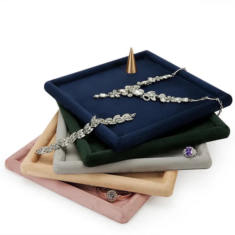 Espositore per gioielli in velluto di alto livello tessuto scamosciato rosa verde blu grigio collana vuota organizzatore supporto per braccialetto