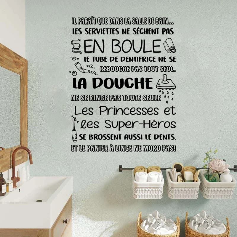 Regole del bagno francese Adesivo da parete per finestra Asciugamano da denti La doccia Citazione ispiratrice Adesivo da parete Bagno WC Decorazioni