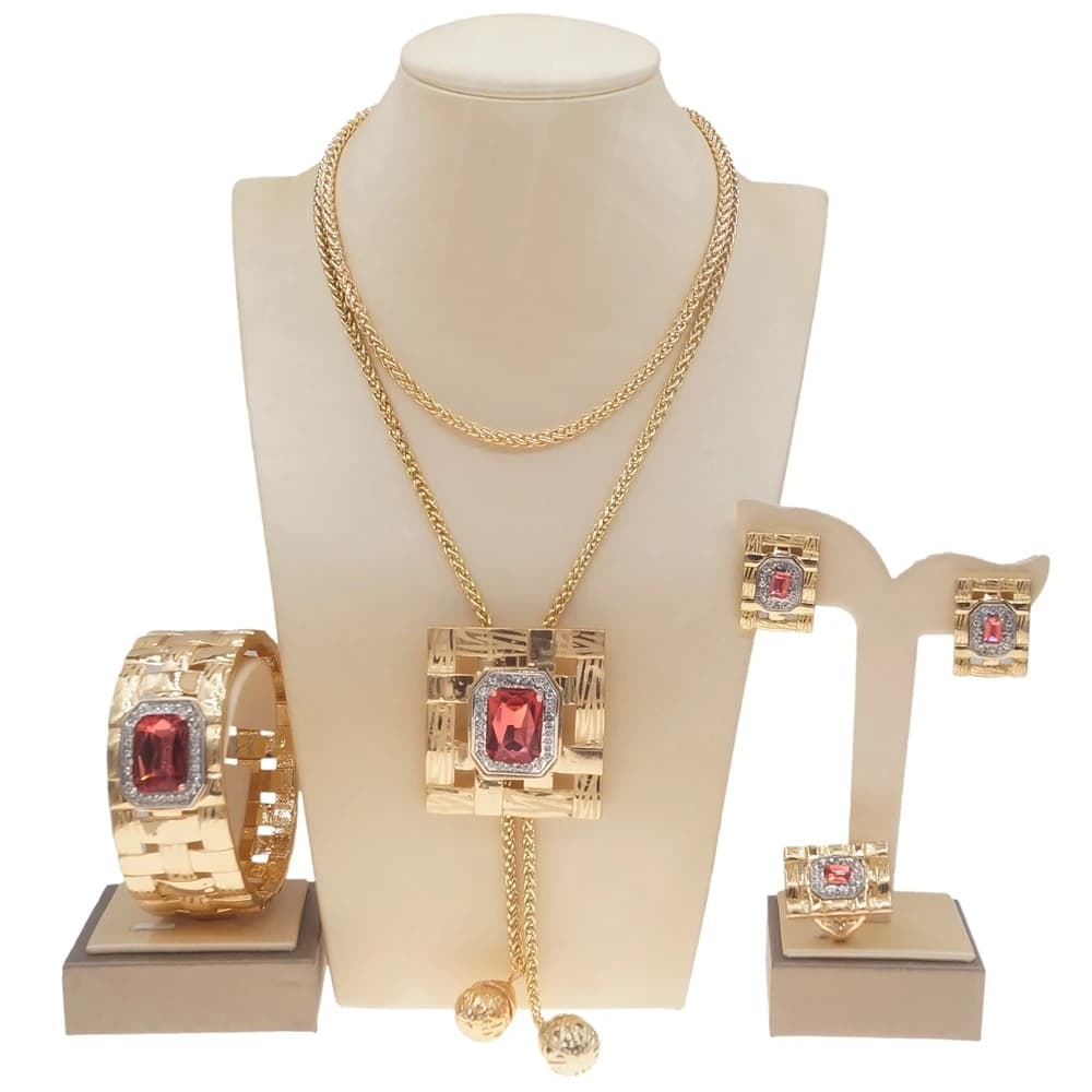 Bigiotteria set di gioielli di moda africana collana lunga gioielli di lusso Dubai gioielli placcati oro 18 carati garanzia 10 anni Dubai
