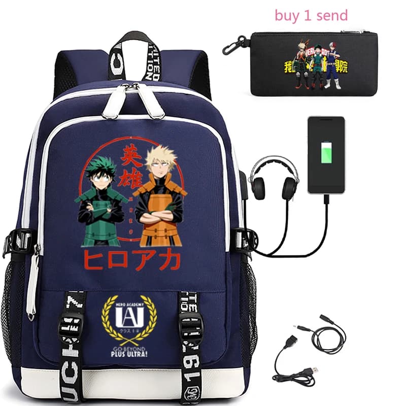 2022 anime my hero academia per ragazze usb school bag ricaricabile ladies men travel laptop backpack