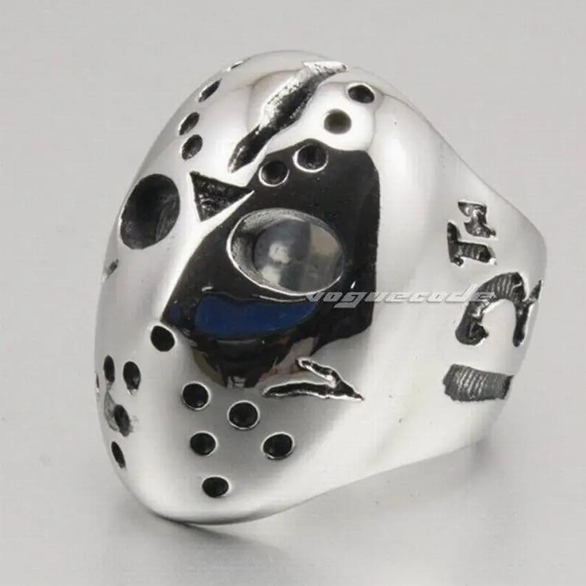 LINSION JS Hockey Anello da uomo in acciaio inossidabile 316L Biker Rock Punk 3F001