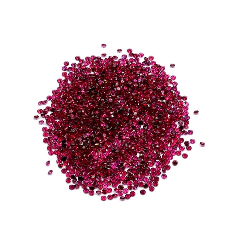 Da 0,8 mm a 2 mm 8 #   pietra preziosa sciolta di corindone di forma rotonda rubino coltivato da laboratorio di colore rosso 500 pezzi per sacchetto
