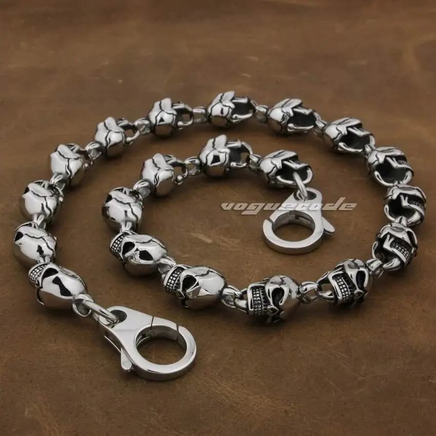 14 "~ 36" acciaio inossidabile 316L Skull Mens Biker Rocker Punk Wallet Chain 5L018WC