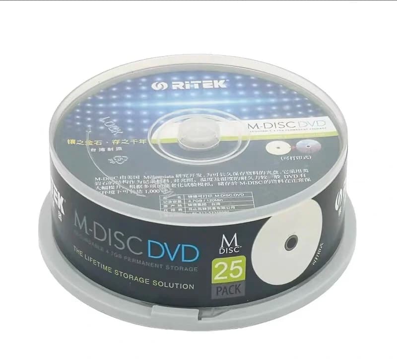 Commercio all'ingrosso 25 pcs 4.7 gb Stampabile DVD M-Dischi con Storage Durata di Fino a 1000 Anni.