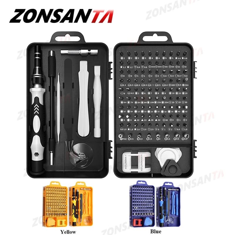 ZONSANTA 115 in 1 Set di cacciaviti di precisione Set di punte per cacciavite magnetico Phillips Torx Hex Phone Repair Device Kit di utensili manuali
