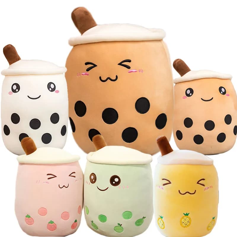 Simpatico cartone animato coccole bolla di frutta cuscino a forma di tazza di tè con tubi di aspirazione cuscino posteriore morbido imbottito in vita