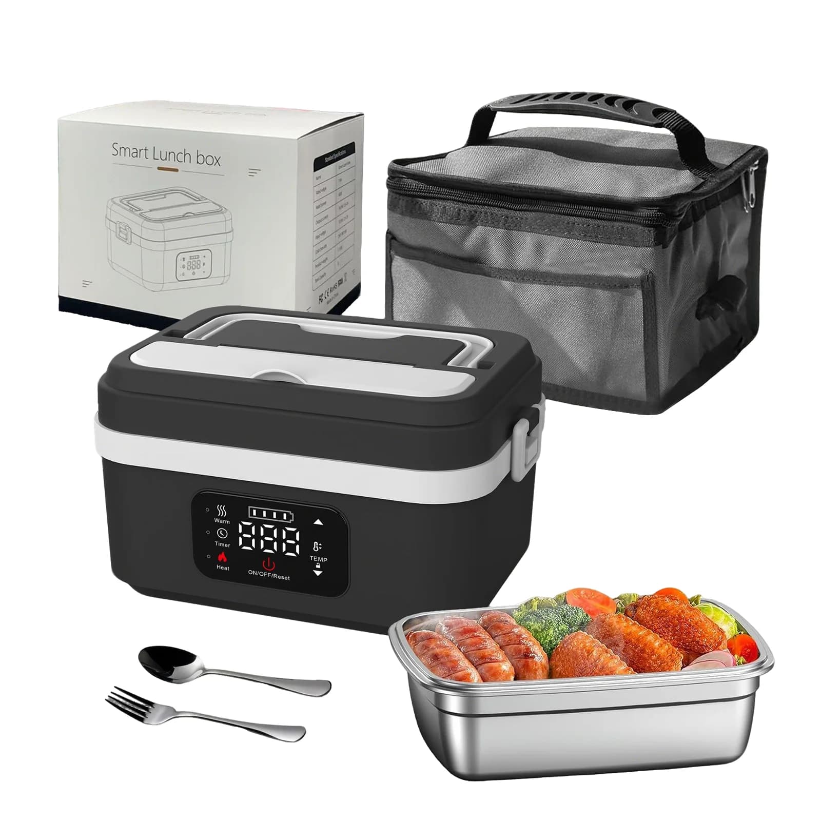 Scaldavivande Elettrico Portatile da 1L, Riscaldamento Rapido 60W, Batteria 4000mAh, Display LED Type-C, Contenitore Riscaldato in Acciaio Inox 304