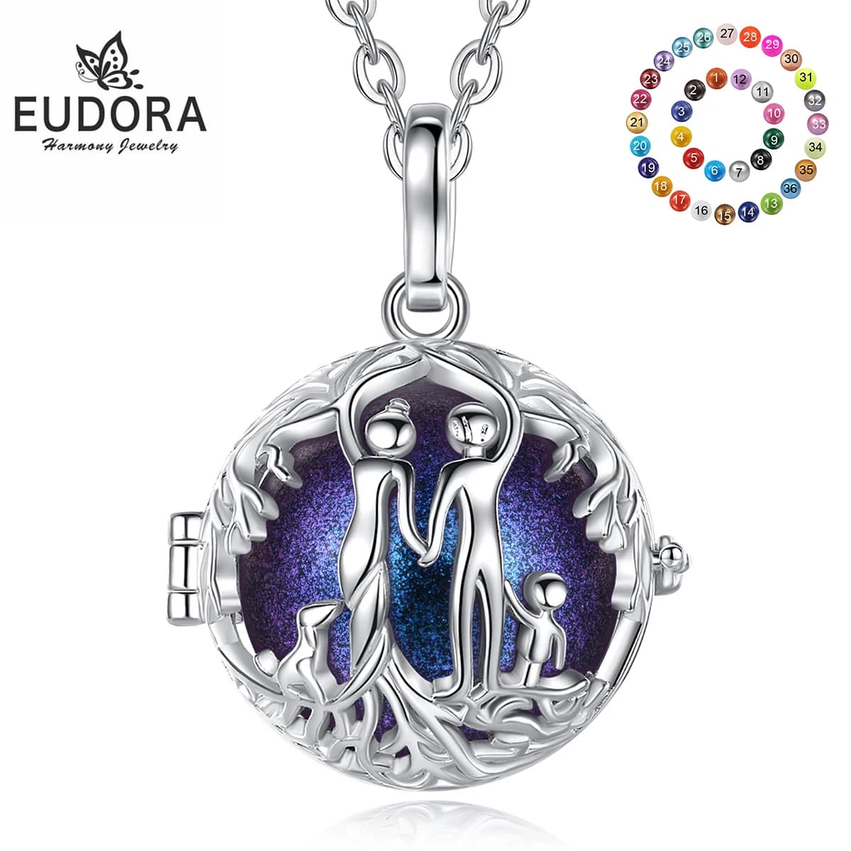 Eudora 20MM Harmony Ball Famiglia Collana Gravidanza Bola Angelo Chiamante Albero della Vita Ciondolo Fine Gioielli Di Maternità FAI DA TE per le