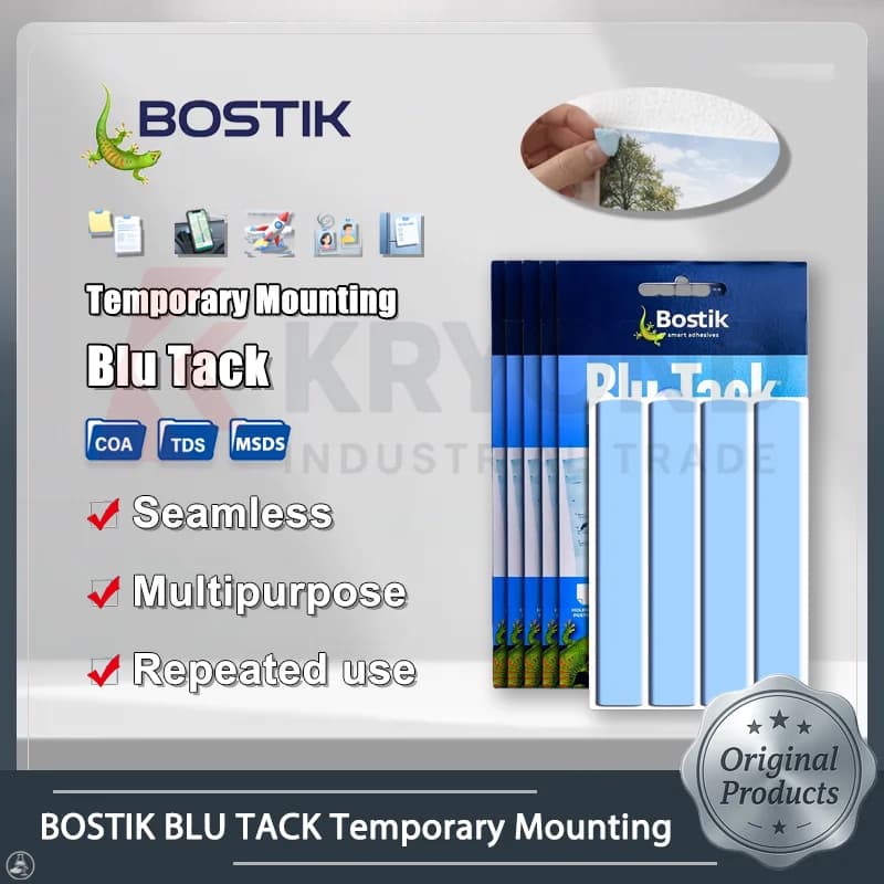 Bostik Blu Tack 75g Pasta Adesiva Riutilizzabile per Pulizia Schermi Telefoni, Fissaggio Poster, Assemblaggio Modelli, Senza Residui, Tenuta Forte