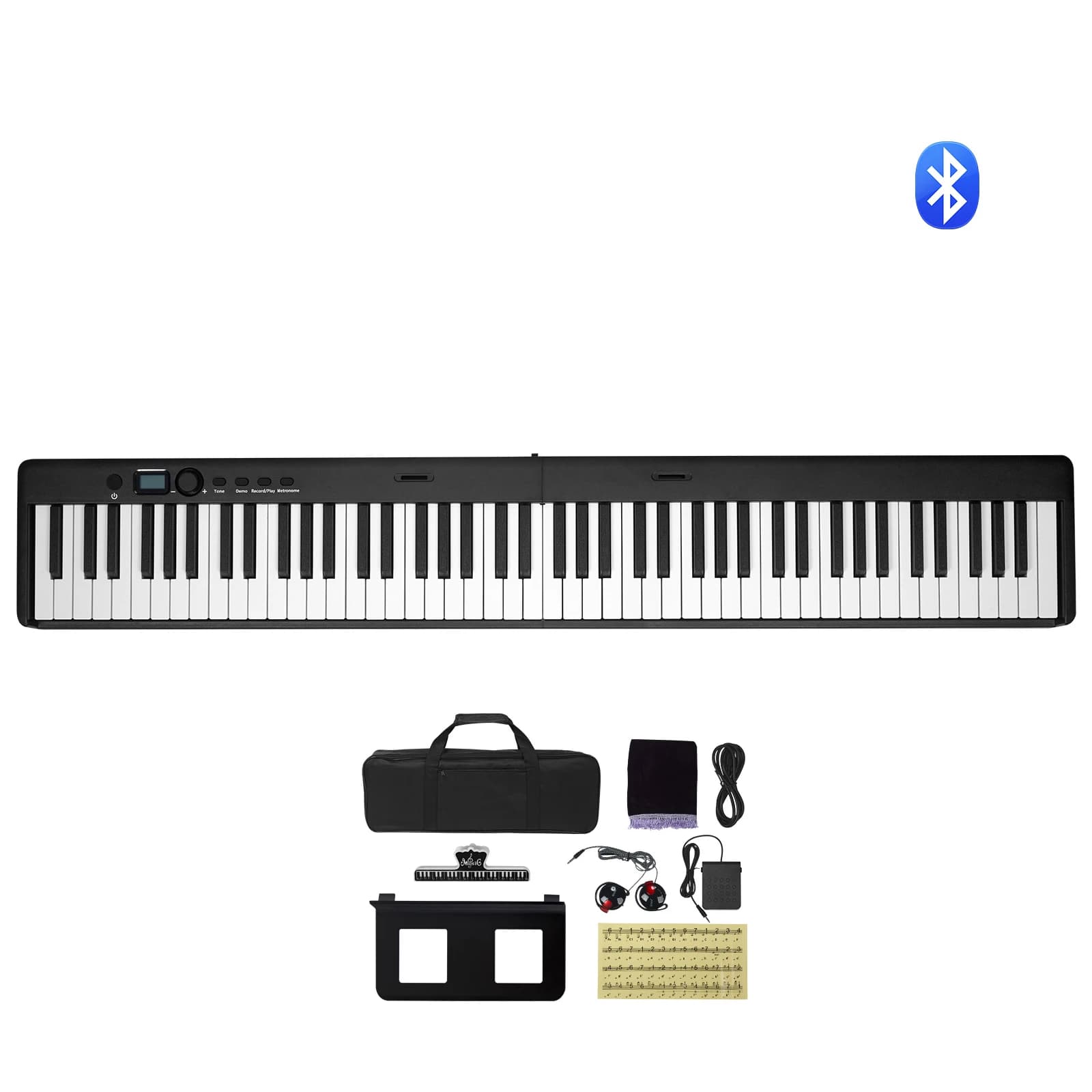SucceBuy Pianoforte con tastiera pieghevole a 88 tasti Bluetooth, pianoforte pieghevole digitale elettronico portatile MIDI ricaricabile per