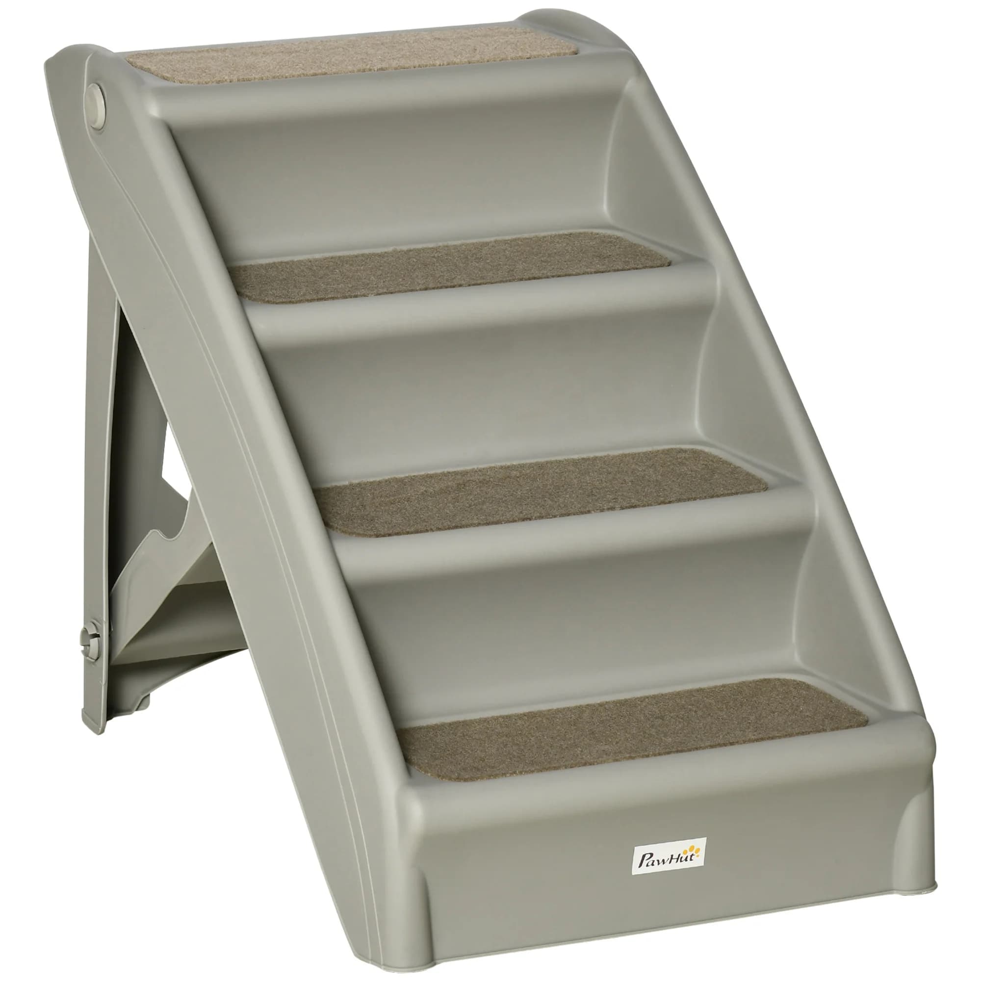 Scala pieghevole per cani PawHut con 4 gradini antiscivolo, scala portatile in plastica per animali, portata 10 kg, per cani